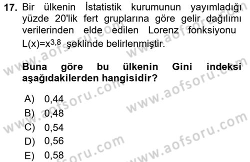 Matematik 2 Dersi 2023 - 2024 Yılı (Vize) Ara Sınav Soruları 17. Soru