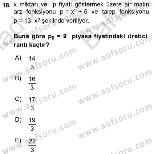 Matematik 2 Dersi 2023 - 2024 Yılı (Vize) Ara Sınav Soruları 18. Soru