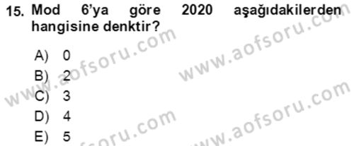 Matematik 2 Dersi 2023 - 2024 Yılı Yaz Okulu Sınavı 15. Soru