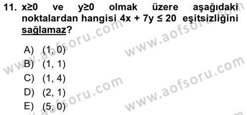 Matematik 2 Dersi 2024 - 2025 Yılı (Vize) Ara Sınav Soruları 11. Soru