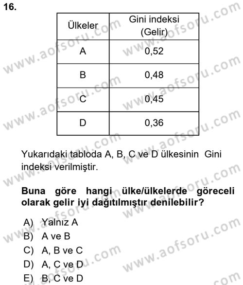 Matematik 2 Dersi 2024 - 2025 Yılı (Vize) Ara Sınav Soruları 16. Soru