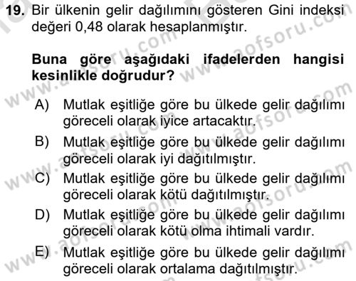 Matematik 2 Dersi 2024 - 2025 Yılı (Vize) Ara Sınav Soruları 19. Soru