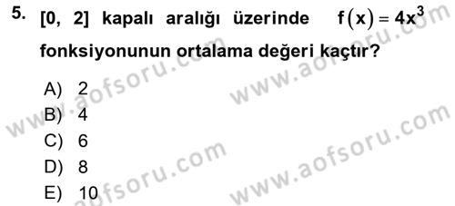 Matematik 2 Dersi 2024 - 2025 Yılı (Vize) Ara Sınav Soruları 5. Soru