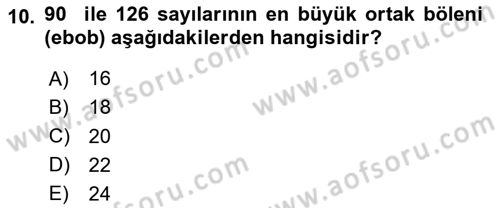 Matematik 2 Dersi 2024 - 2025 Yılı (Final) Dönem Sonu Sınav Soruları 10. Soru
