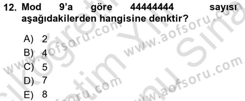 Matematik 2 Dersi 2024 - 2025 Yılı (Final) Dönem Sonu Sınav Soruları 12. Soru