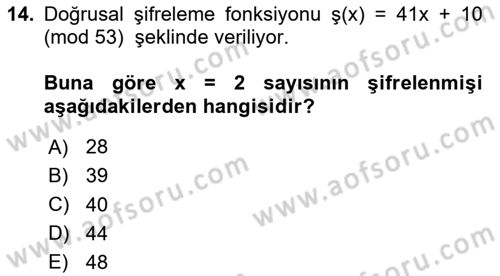 Matematik 2 Dersi 2024 - 2025 Yılı (Final) Dönem Sonu Sınav Soruları 14. Soru