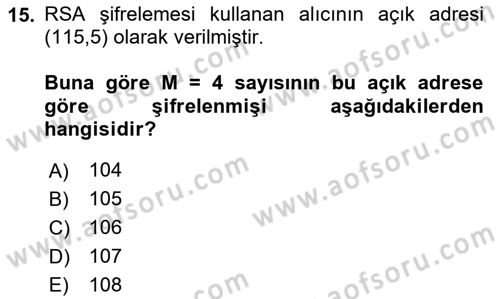 Matematik 2 Dersi 2024 - 2025 Yılı (Final) Dönem Sonu Sınav Soruları 15. Soru