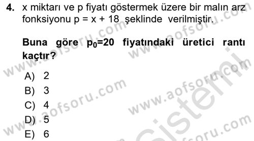 Matematik 2 Dersi 2024 - 2025 Yılı (Final) Dönem Sonu Sınav Soruları 4. Soru