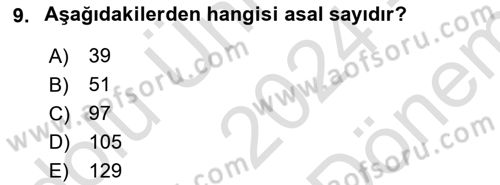 Matematik 2 Dersi 2024 - 2025 Yılı (Final) Dönem Sonu Sınav Soruları 9. Soru
