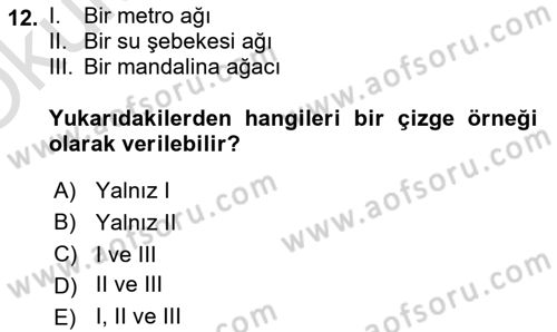 Matematik 2 Dersi 2024 - 2025 Yılı Yaz Okulu Sınav Soruları 12. Soru