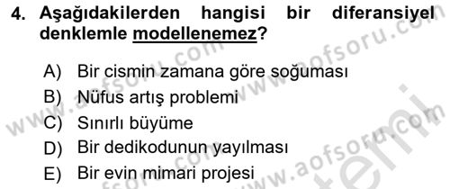 Matematik 2 Dersi 2024 - 2025 Yılı Yaz Okulu Sınav Soruları 4. Soru
