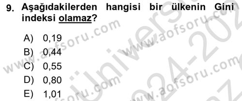 Matematik 2 Dersi 2024 - 2025 Yılı Yaz Okulu Sınav Soruları 9. Soru