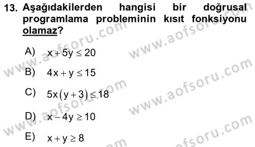 Matematik 2 Dersi 2025 - 2026 Yılı (Vize) Ara Sınav Soruları 13. Soru