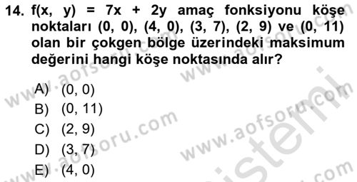 Matematik 2 Dersi 2025 - 2026 Yılı (Vize) Ara Sınav Soruları 14. Soru