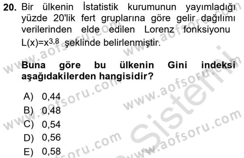 Matematik 2 Dersi 2025 - 2026 Yılı (Vize) Ara Sınav Soruları 20. Soru