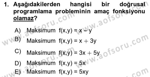 Matematik 2 Dersi 2025 - 2026 Yılı (Final) Dönem Sonu Sınav Soruları 1. Soru