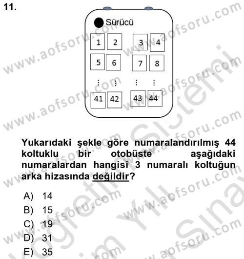 Matematik 2 Dersi 2025 - 2026 Yılı (Final) Dönem Sonu Sınav Soruları 11. Soru