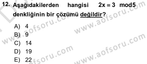 Matematik 2 Dersi 2025 - 2026 Yılı (Final) Dönem Sonu Sınav Soruları 12. Soru