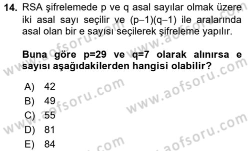 Matematik 2 Dersi 2025 - 2026 Yılı (Final) Dönem Sonu Sınav Soruları 14. Soru