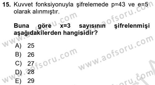 Matematik 2 Dersi 2025 - 2026 Yılı (Final) Dönem Sonu Sınav Soruları 15. Soru