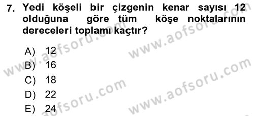 Matematik 2 Dersi 2025 - 2026 Yılı (Final) Dönem Sonu Sınav Soruları 7. Soru
