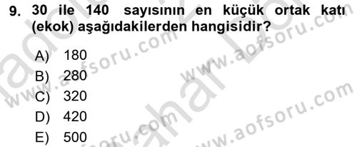 Matematik 2 Dersi 2025 - 2026 Yılı (Final) Dönem Sonu Sınav Soruları 9. Soru