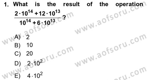 Mathematics 1 Dersi Ara Sınavı Deneme Sınav Soruları 1. Soru