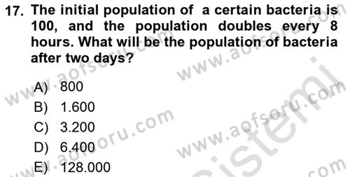 Mathematics 1 Dersi Ara Sınavı Deneme Sınav Soruları 17. Soru