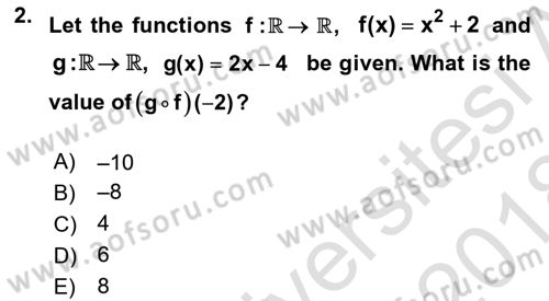 Mathematics 1 Dersi Ara Sınavı Deneme Sınav Soruları 2. Soru