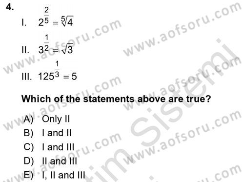 Mathematics 1 Dersi Ara Sınavı Deneme Sınav Soruları 4. Soru