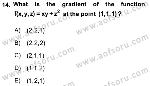 Mathematics 1 Dersi 2017 - 2018 Yılı (Final) Dönem Sonu Sınav Soruları 14. Soru