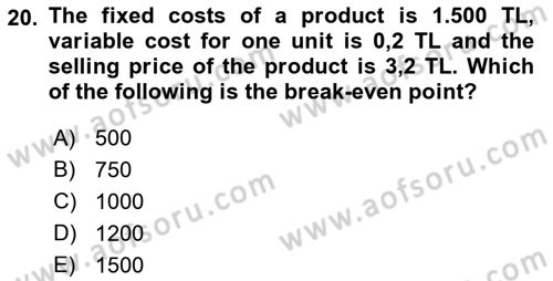 Mathematics 1 Dersi 2017 - 2018 Yılı (Final) Dönem Sonu Sınav Soruları 20. Soru