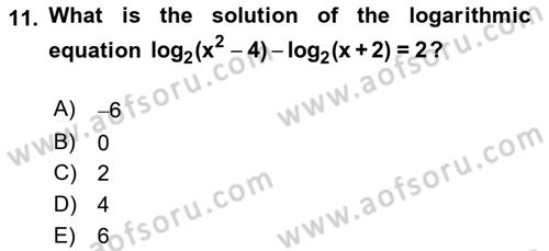 Mathematics 1 Dersi 2018 - 2019 Yılı (Vize) Ara Sınavı 11. Soru