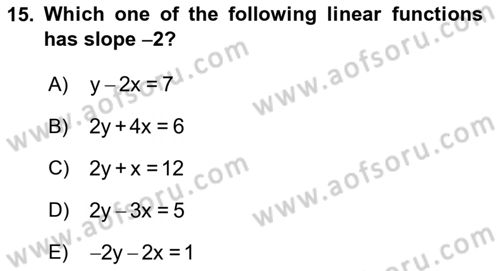 Mathematics 1 Dersi 2018 - 2019 Yılı (Vize) Ara Sınavı 15. Soru