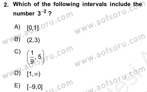 Mathematics 1 Dersi 2018 - 2019 Yılı (Vize) Ara Sınavı 2. Soru