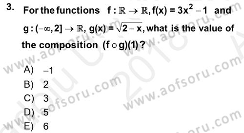 Mathematics 1 Dersi 2018 - 2019 Yılı (Vize) Ara Sınavı 3. Soru