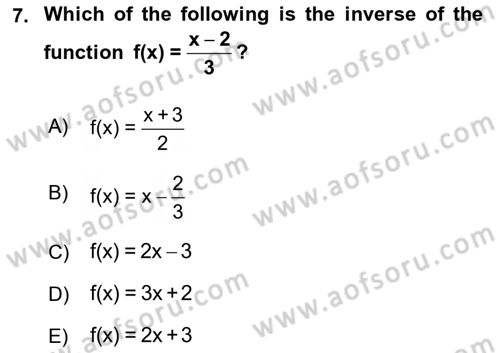 Mathematics 1 Dersi 2018 - 2019 Yılı (Vize) Ara Sınavı 7. Soru