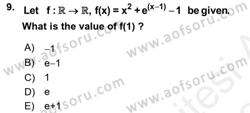 Mathematics 1 Dersi 2018 - 2019 Yılı (Vize) Ara Sınavı 9. Soru