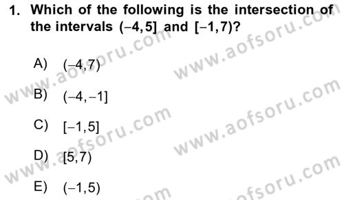 Mathematics 1 Dersi 2018 - 2019 Yılı Yaz Okulu Sınavı 1. Soru