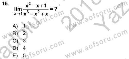 Mathematics 1 Dersi 2018 - 2019 Yılı Yaz Okulu Sınavı 15. Soru