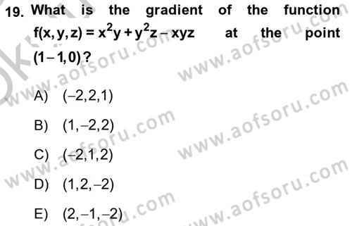 Mathematics 1 Dersi 2018 - 2019 Yılı Yaz Okulu Sınavı 19. Soru