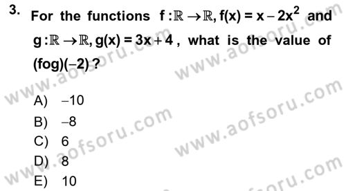 Mathematics 1 Dersi 2018 - 2019 Yılı Yaz Okulu Sınavı 3. Soru