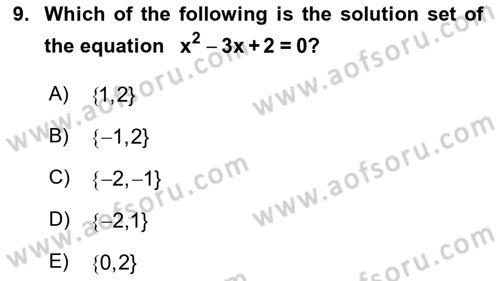 Mathematics 1 Dersi 2018 - 2019 Yılı Yaz Okulu Sınavı 9. Soru