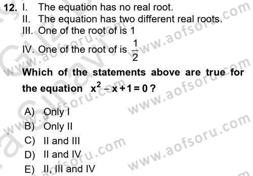 Mathematics 1 Dersi 2019 - 2020 Yılı (Vize) Ara Sınav Soruları 12. Soru