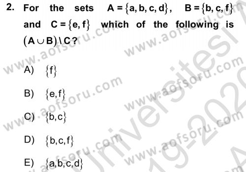 Mathematics 1 Dersi 2019 - 2020 Yılı (Vize) Ara Sınav Soruları 2. Soru
