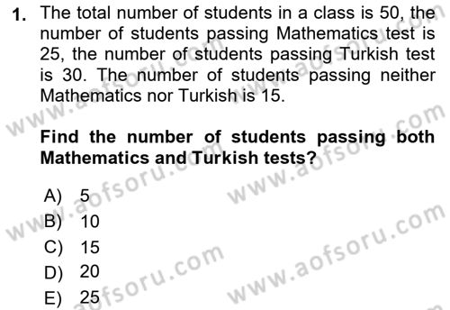 Mathematics 1 Dersi 2019 - 2020 Yılı (Final) Dönem Sonu Sınav Soruları 1. Soru