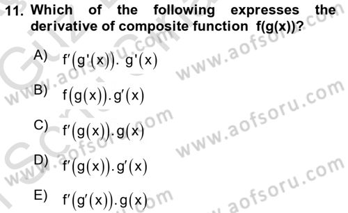 Mathematics 1 Dersi 2019 - 2020 Yılı (Final) Dönem Sonu Sınav Soruları 11. Soru