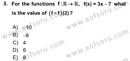 Mathematics 1 Dersi 2019 - 2020 Yılı (Final) Dönem Sonu Sınav Soruları 3. Soru