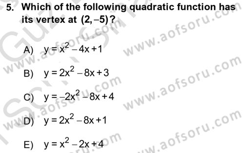 Mathematics 1 Dersi 2019 - 2020 Yılı (Final) Dönem Sonu Sınav Soruları 5. Soru