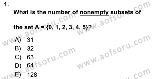 Mathematics 1 Dersi 2020 - 2021 Yılı Yaz Okulu Sınavı 1. Soru